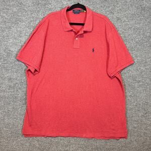 Polo Ralph Lauren Shirt Mens 2XL XXL Red Orange Classic Fit Oversized Pony‎
